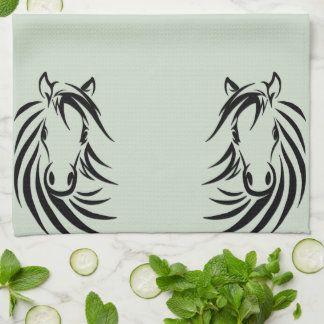 Black Horse Head Green Kitchen Towel