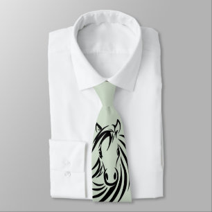Black Horse Head Green Neck Tie