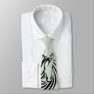 Black Horse Head Green Neck Tie
