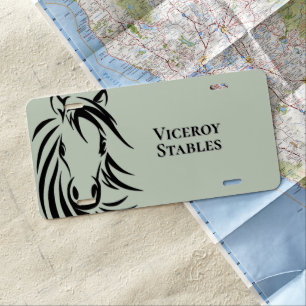 Black Horse Head License Plate