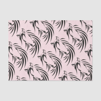 Black Horse Head  on Pink Tissue Paper