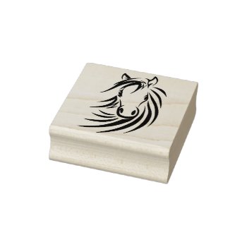 Black Horse Head Rubber Stamp by kahmier at Zazzle