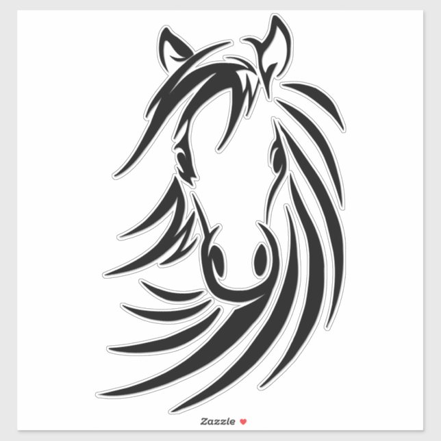 Black Horse Head Sticker (Sheet)