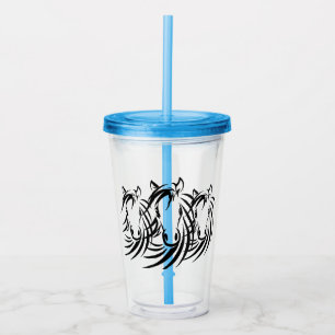 Black Horse Heads Acrylic Tumbler