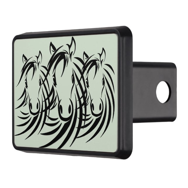 Black Horse Heads Green Hitch Cover (Left)