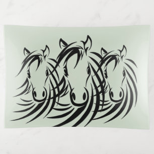 Black Horse Heads Green Trinket Tray