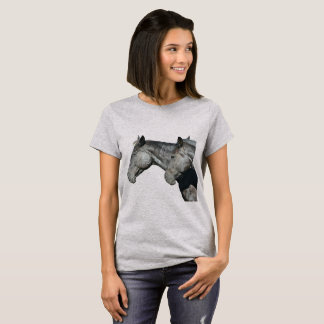 Black Horse Heads in Clean Profile Light T-Shirt