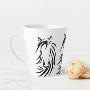 Black Horse Heads Latte Mug