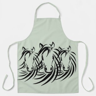 Black Horse Heads on Green Apron