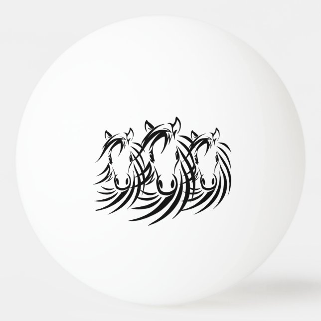 Black Horse Heads Ping Pong Ball (Front)