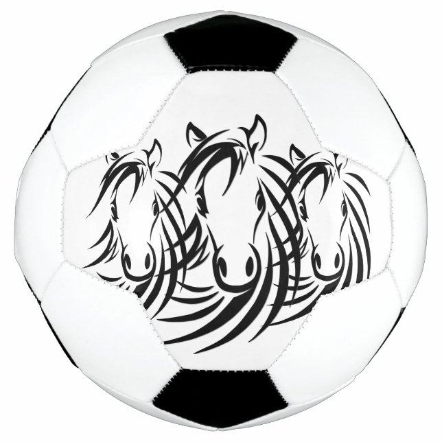 Black Horse Heads Soccer Ball (Front)