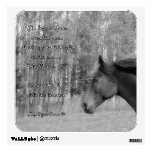 Black Horse  Horse_lover Poem w Equine BW Photo Wall Sticker