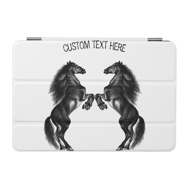 Black Horse iPad Air Cover with Custom Text (Horizontal)