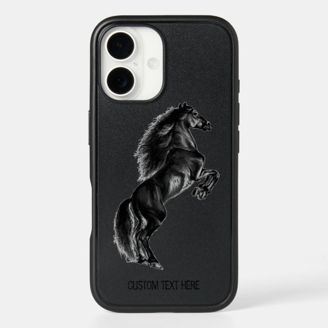Black Horse iPhone Case with Custom Text (Back)