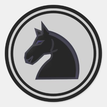 Black Horse Knight Chess Piece Classic Round Sticker by Chess_store at Zazzle