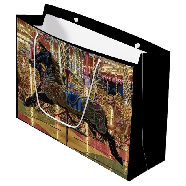 Black horse large gift bag (Front Angled)