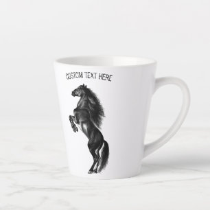 Black Horse Latte Mug with Custom Text