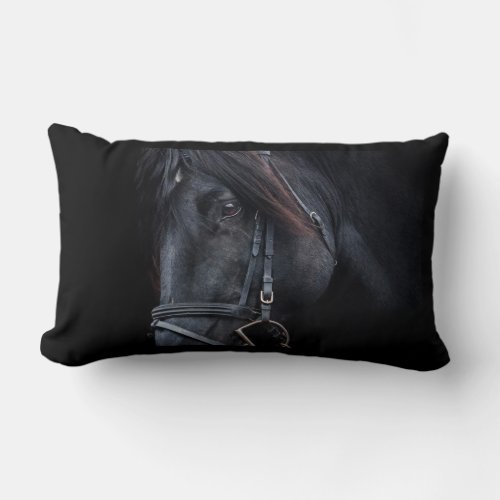 Black Horse Lumbar Pillow