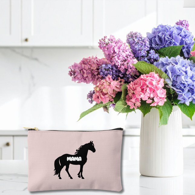 Black Horse & MAMA, Birthday, Pretty Stylish Pink  Accessory Pouch (Creator Uploaded)