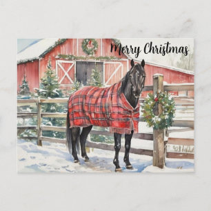 Black Horse Merry Christmas Postcard