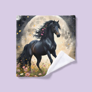 Black Horse Moon Flower Field, Wash Cloth
