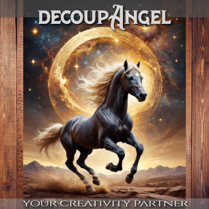 Black Horse Moonlight Majesty - Decoupage - Tissue Paper