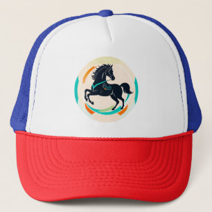 Black Horse on a Colorful Background Trucker Hat