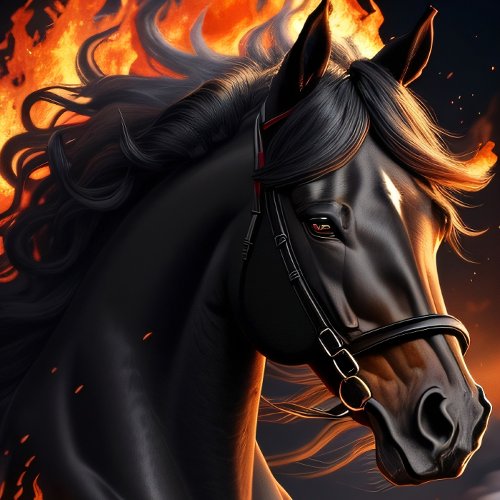 Black Horse on Fire v1 decoupage Tissue Paper