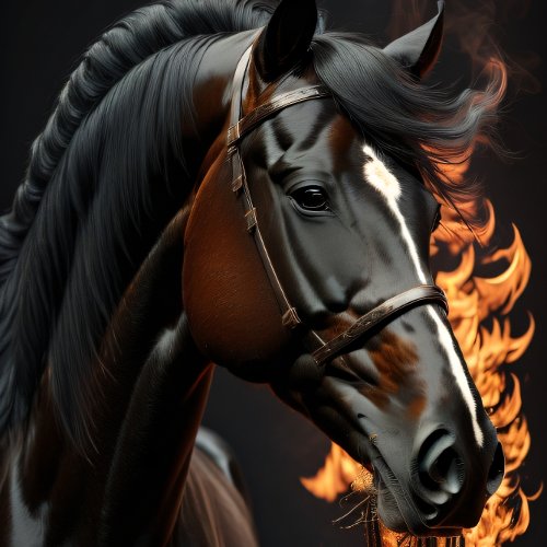 Black Horse on Fire v2 decoupage Tissue Paper