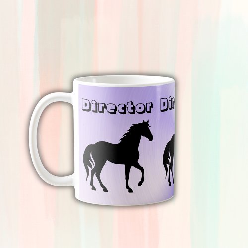 Black Horse on lilac _ monogram  Coffee Mug