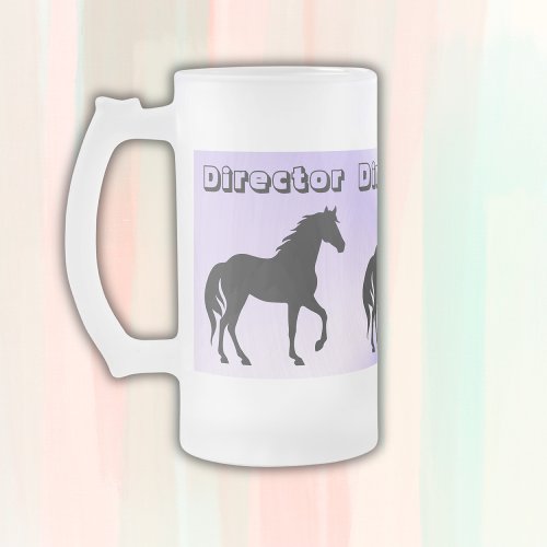 Black Horse on lilac _ monogram  Frosted Glass Beer Mug