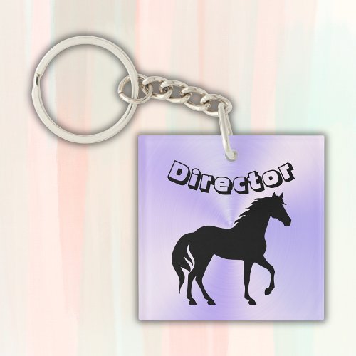 Black Horse on lilac _ monogram  Keychain