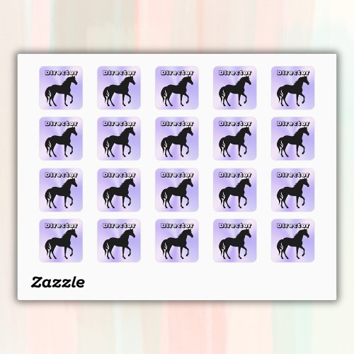 Black Horse on lilac _ monogram  Square Sticker