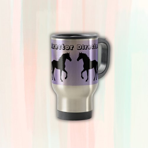 Black Horse on lilac _ monogram  Travel Mug