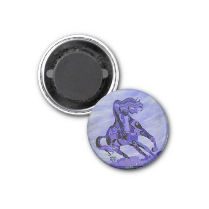 Black Horse on Purple Background Magnet