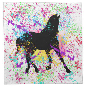 Black Horse Paint Splatter Cloth Napkin