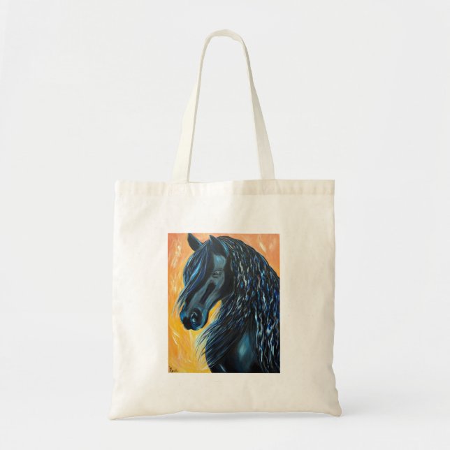 Black Horse Painting Tote Bag (Front)