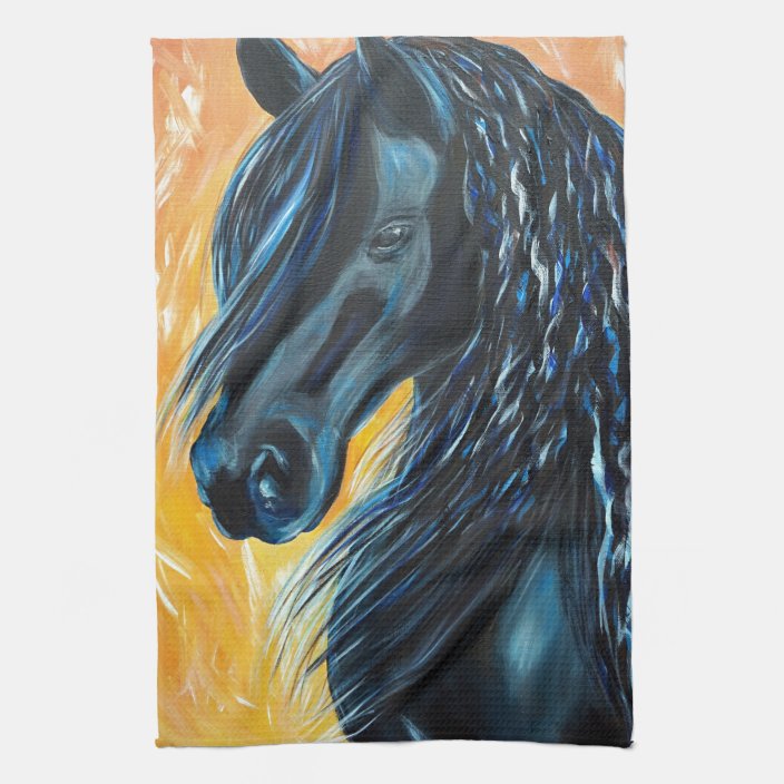 Black Horse Painting Towel Zazzle Com