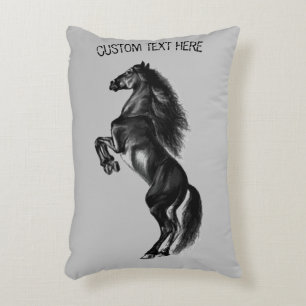 Black Horse Pillow with Custom Text and Color