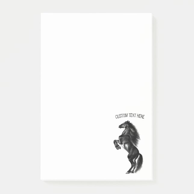 Black Horse Post-it® Notes Custom Text (Front)