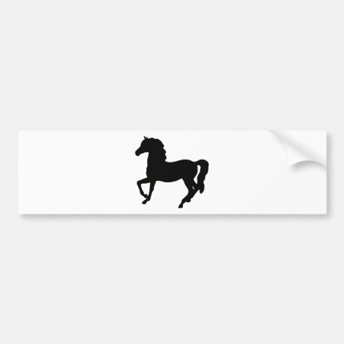 Black horse prancing silhouette bumper sticker