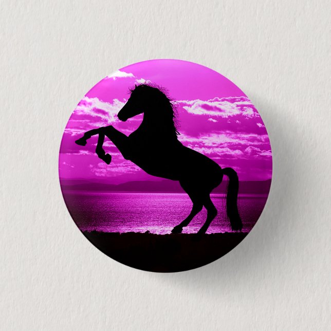 Black Horse Purple Sky and Water    Button (Front)