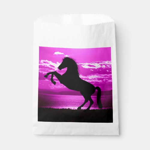 Black Horse Purple Sky and Water  Favor Bag