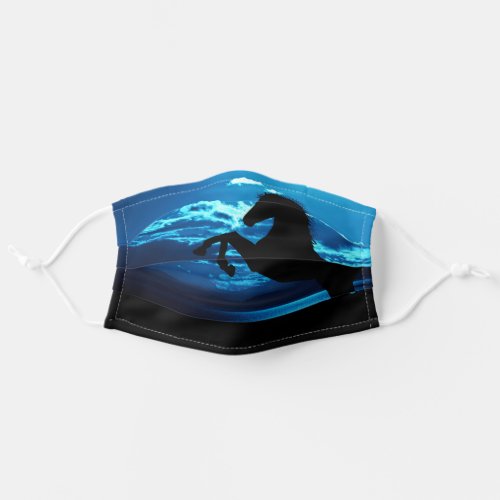 Black Horse Rearing Blue Sky and Water Adult Cloth Face Mask