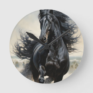 black horse round clock