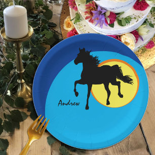 Black Horse Running & Love Horses / name Paper Pla Plates