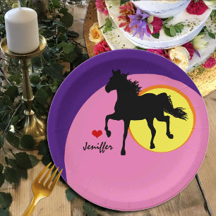 Black Horse Running & Love Horses / name Paper Plates