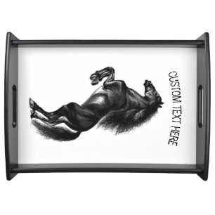 Black Horse Serving Tray Custom Text and Color