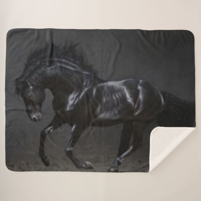 BLACK HORSE SHERPA BLANKET (Front (Horizontal))