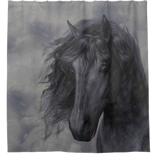 Black Horse Shower Curtain (Front)